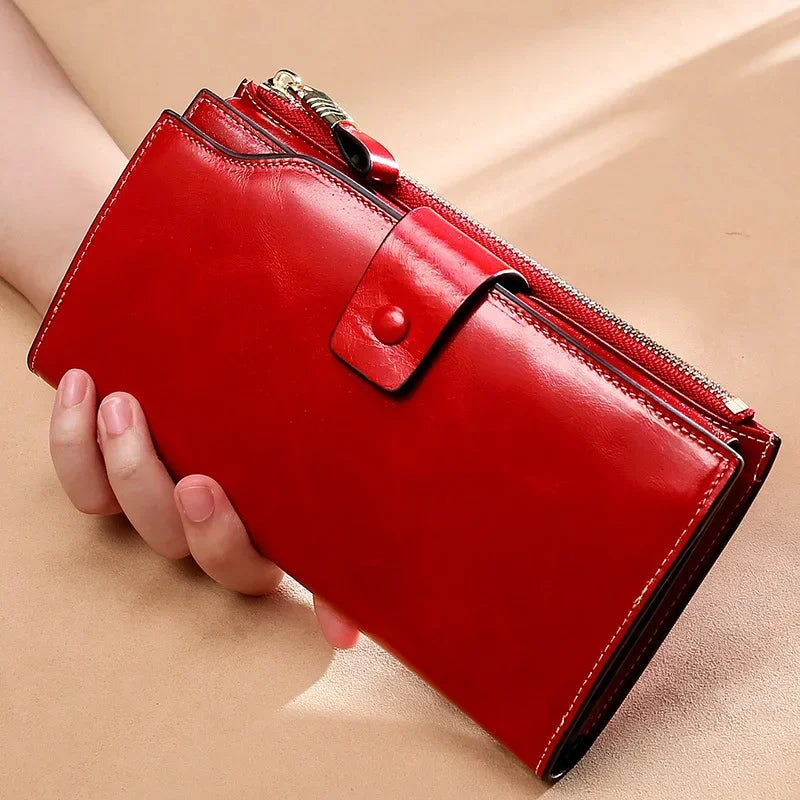 MAHEU Leather Long Wallet for women Genuine leather clutch purse real cowskin purse wallet for dress party long purse for laies