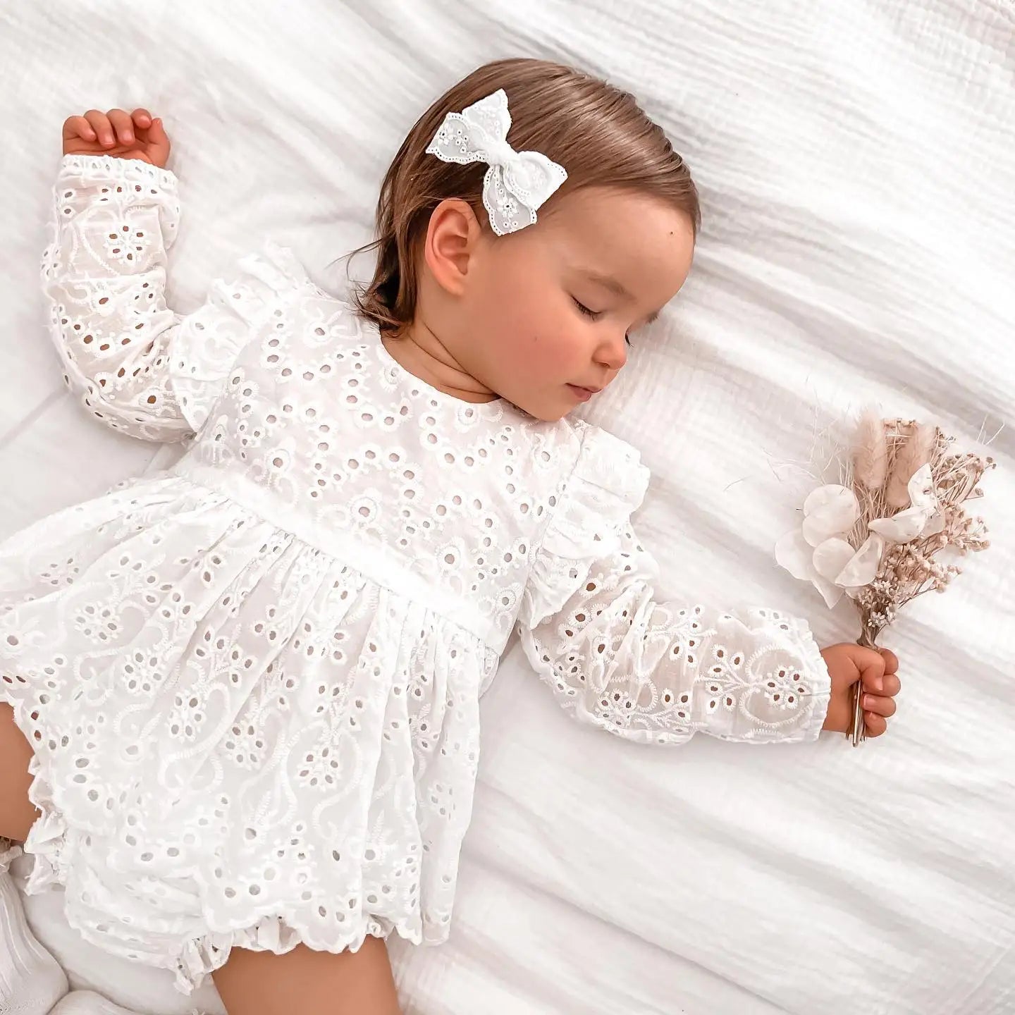 FOCUSNORM 2 Colors Princess Baby Girls Autumn Clothes Sets 0-24M Flowers Hollow Out Ruffles Long Sleeve Dress Tops+Shorts