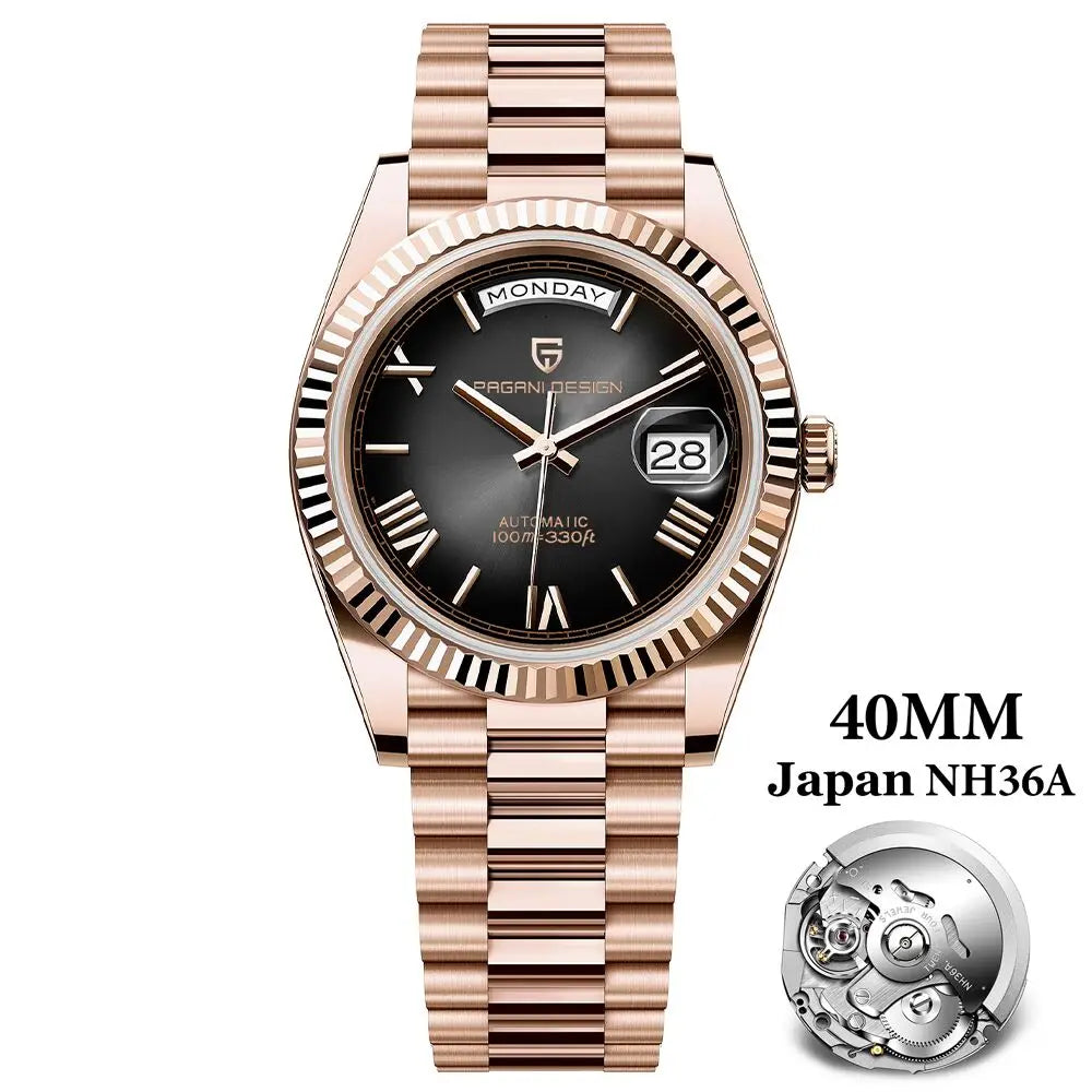PAGANI DESIGN DD40 Men's Watches Rose Gold Luxury NH36A Mechanical Wristwatches Automatic Watch For Men Waterproof Sports Clock