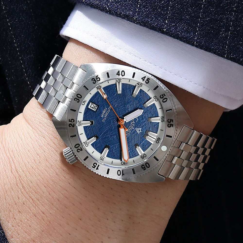 CADISEN Automatic Mechanical Watch Man Meteorite Dial Business Casual Waterproof Watch MIYOTA 316L Stainless Steel Men's Watch
