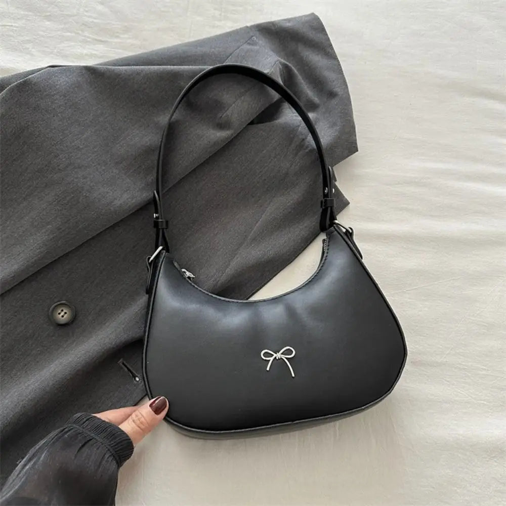 Trendy New Design Bowknot Armpit Bag Solid Color Korean Bowknot Underarm Bag Luxury PU Leather Y2K Handbag Girls