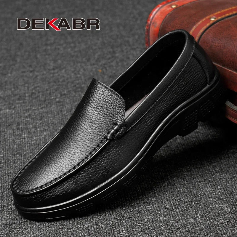 DEKABR Genuine Leather Handmade Breathable Comfortable Work Men's Casual Shoes Outdoor Loafers Slip on Men Shoes Size 37-47