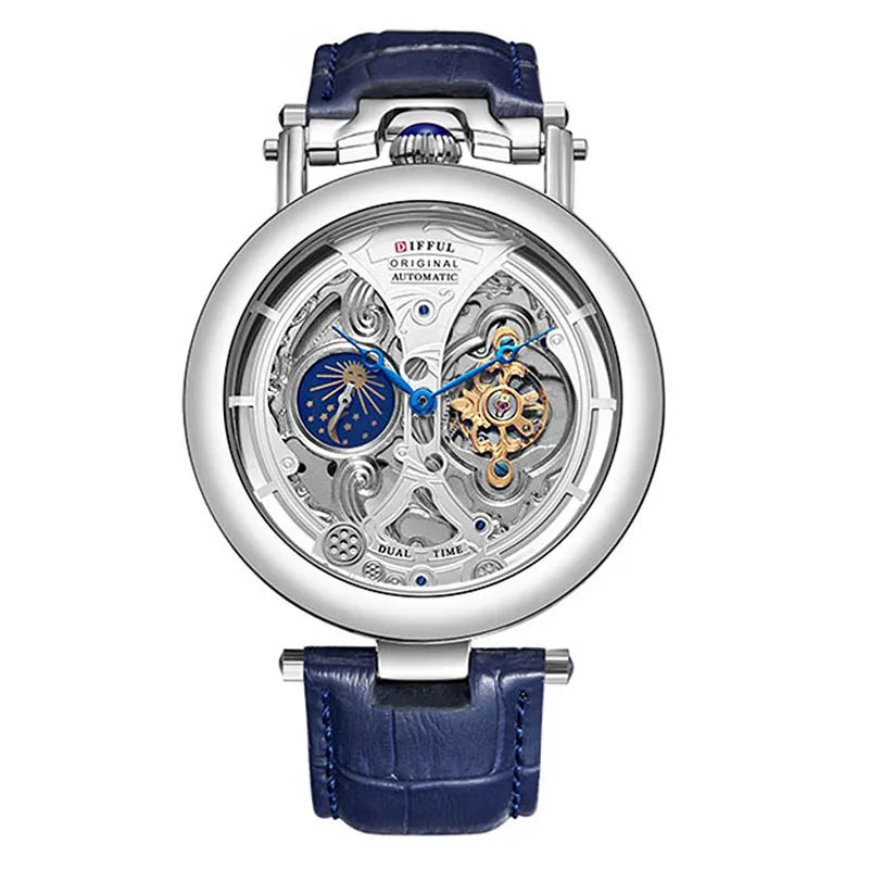 New Fashion Hollow Automatic Mechanical Watches Men Business Casual Leather Skeleton Tourbillon Wrist Watch Relogio Masculino