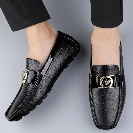 New Soft Walking Flats Men's All-match Loafers Genuine Leather Lightweight Mens Slip on Shoes Luxury Brand Men Business Shoes