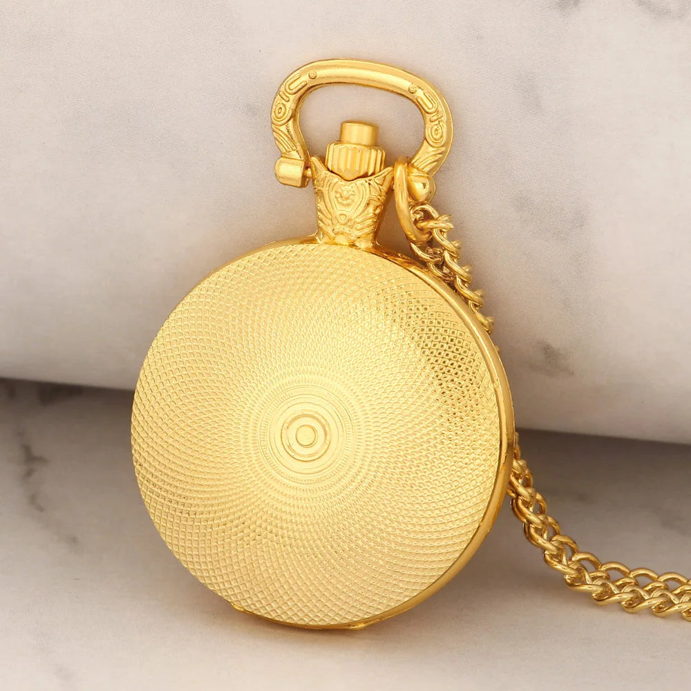 Personalised Fashion Golden Stainless Steel Mysterious Jesus Design Quartz Pocket Watch Necklace Women Men Jewelry Pendant Chain