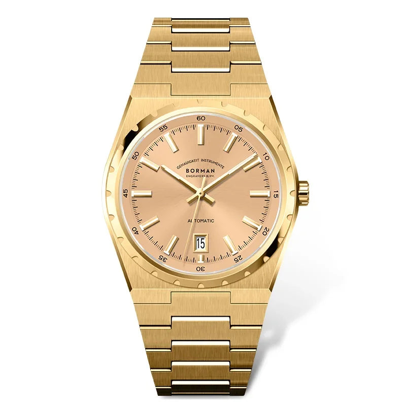 BORMAN Mens Automatic Watches 40mm Mechanical Wristwatch Ultrathick 10mm 5Bar Waterproof Sapphire Mirror Luminous Miyota 9015