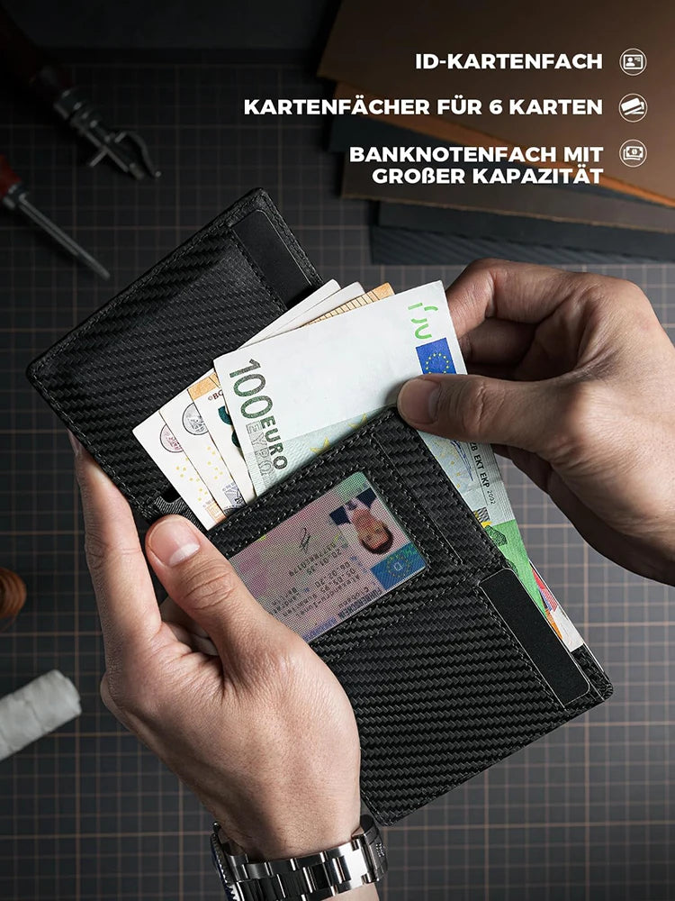 YATBEST Men's Wallet with Zipper Change Bag Credit Card Clip Ultra Thin Magnetic RFID Anti Theft Brush Aluminum Box Card Bag