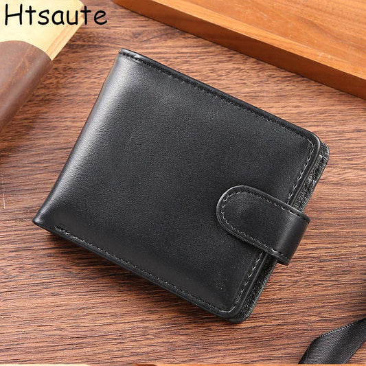 Men's PU Leather Wallets Business Card Holder Premium Short ID Holder Wallets for Man Luxury Money Bag Coin Purse Clutch