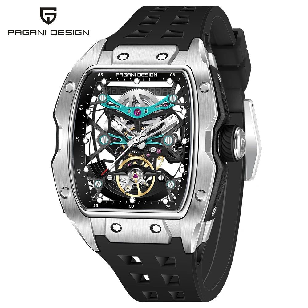2025 New PAGANI DESIGN 42MM Tonneau Men Mechanical Watch Luxury Sapphire Glass Automatic Watch 50M Waterproof Skeleton Watch Men