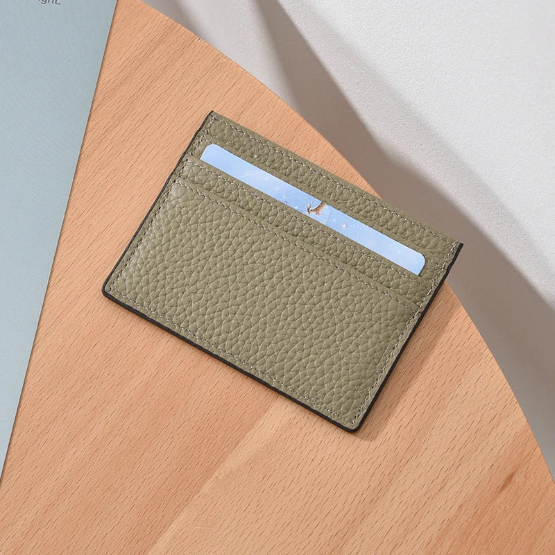 Ultra-thin Card Holders Genuine Leather High Quality Luxury Design Unisex ID Card Case Cowhide Solid Slim Business Card Wallet