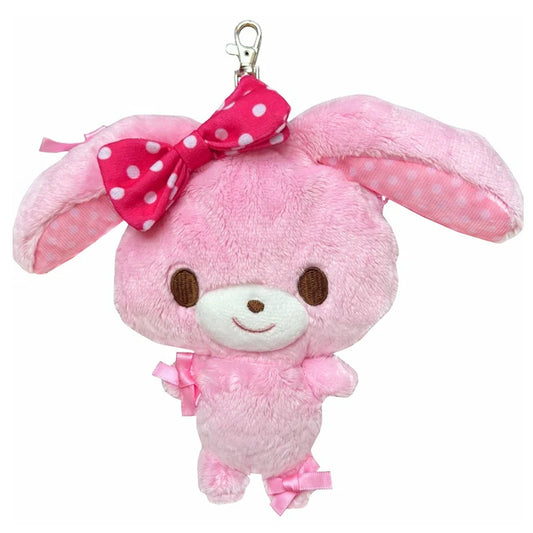Bonbonribbon Plush ID Card Holder Pass Case Retractable Pink Bunny Body Cute Coin Purse Coin Pouch Wallet Kawaii Bag Keychain