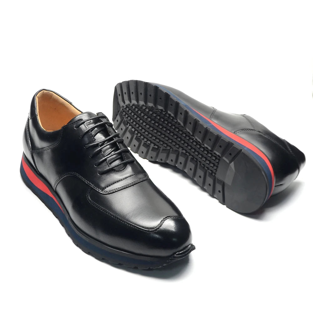 Classic Retro Men's Sneakers Genuine Leather Winter Business Office Casual Shoes Anti-slip Lace-up Blue Black Outdoor Footwear