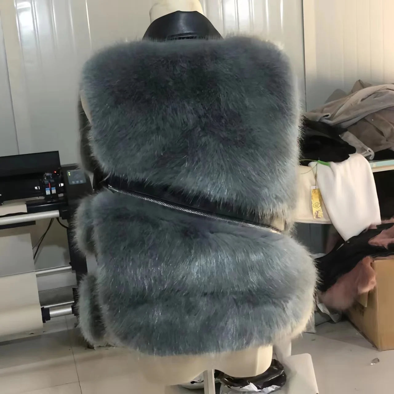 Faux Fur Waistcoat for Womens, Chic Splice Fox Coat Ladies Sleeveless Fur Vest Jacket, Slim Faux Fox Fur Outwear Vests, New