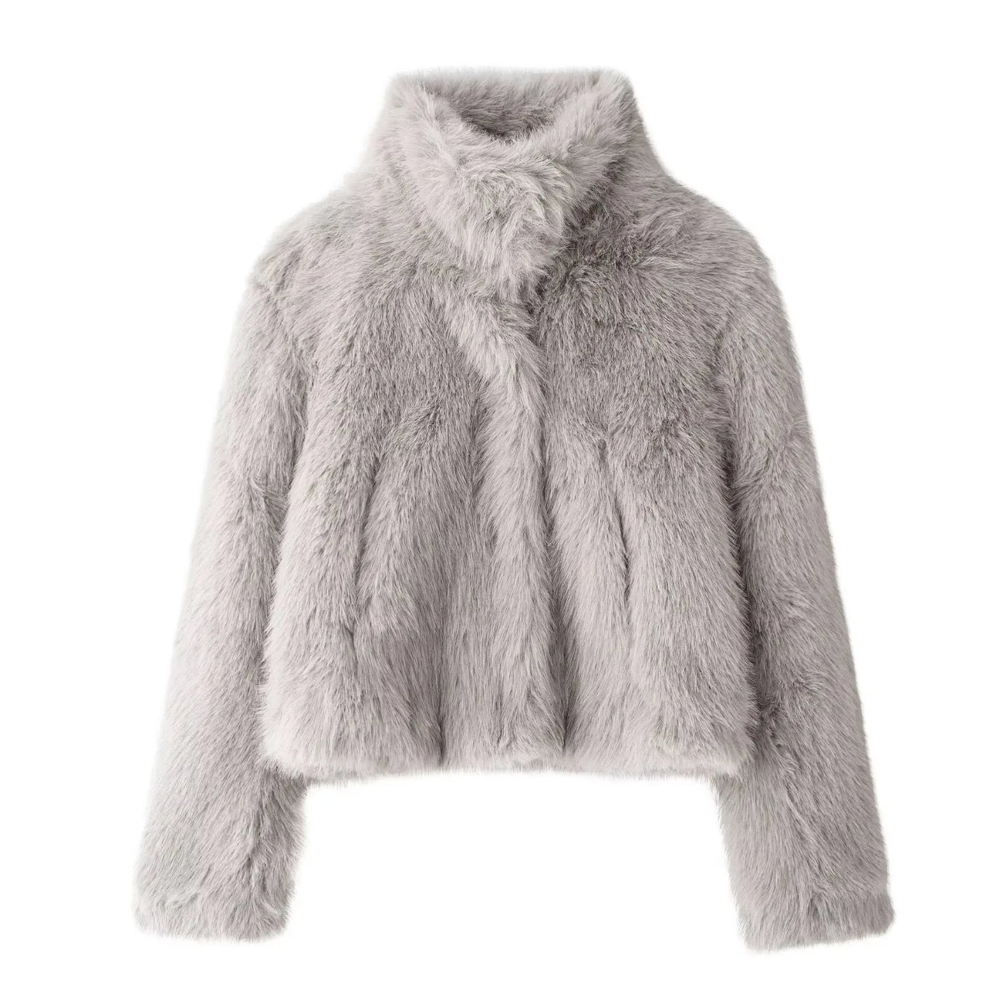 European and American style winter new fashion all-match lapel faux fur jacket