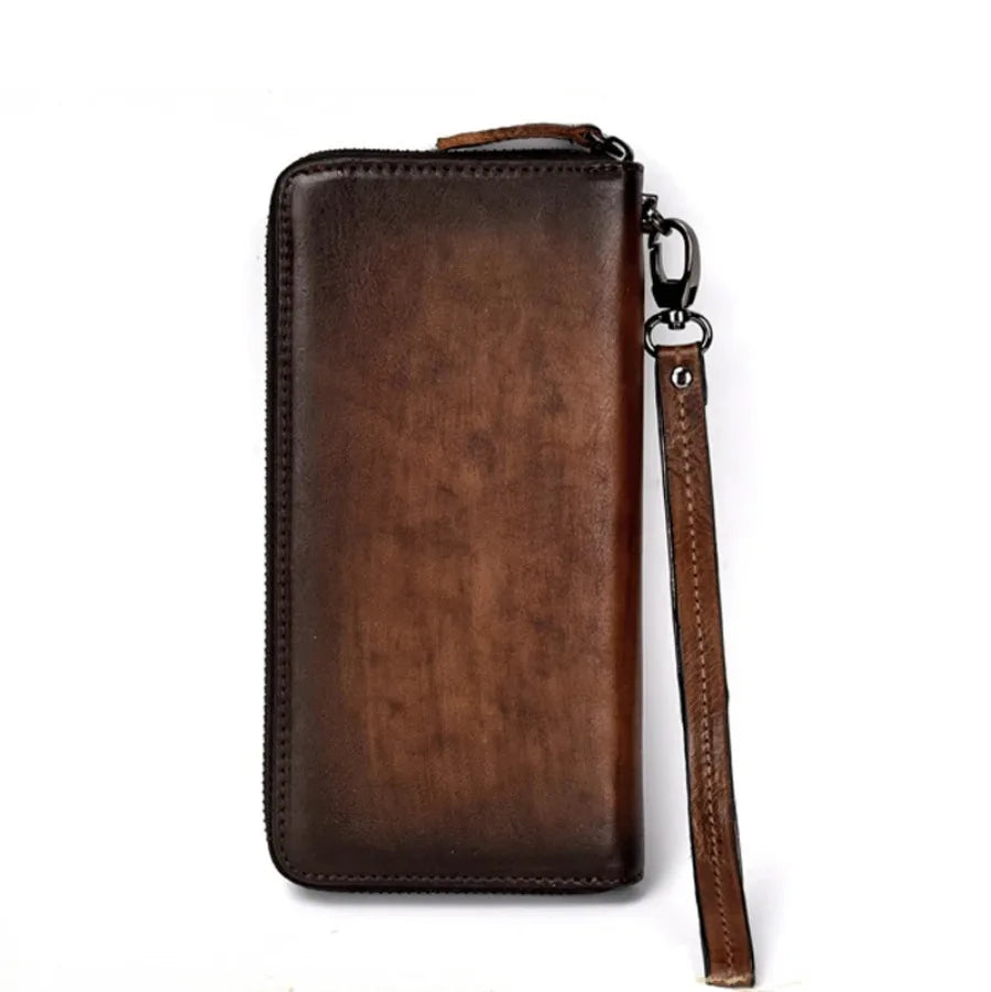 Genuine Leather Long Purse Men Women Handy Wallet Money Bags Real Cow Leather Business Clutches Carteras Mujer Wallets