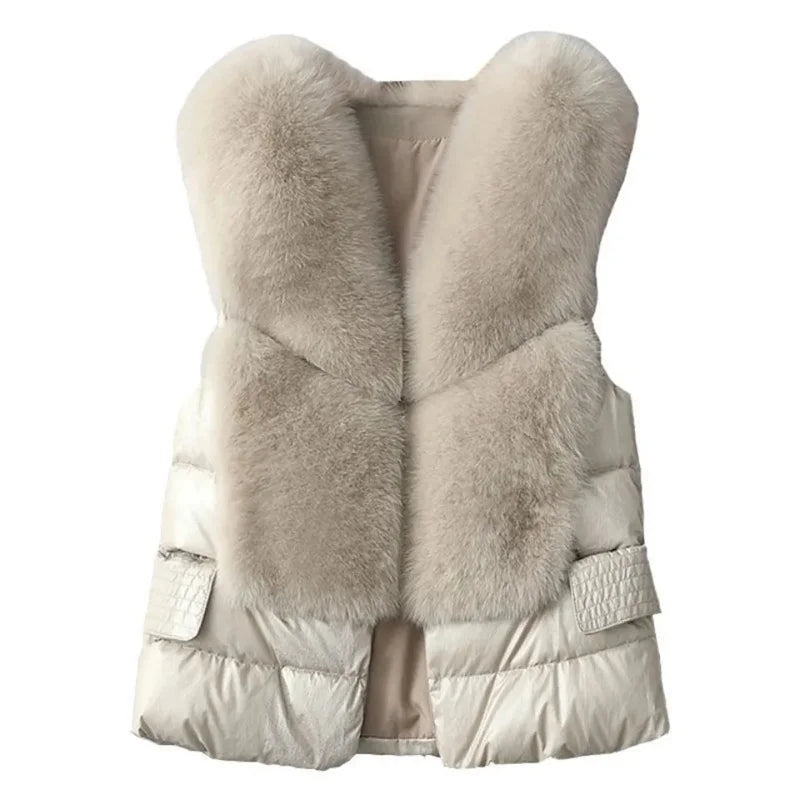 Vest Coat new Autumn Short Down Jacket Women Iimitation Fox Fur Vest Female Winter Wear Vest OutCoat waistcoat Sleeveless Coat
