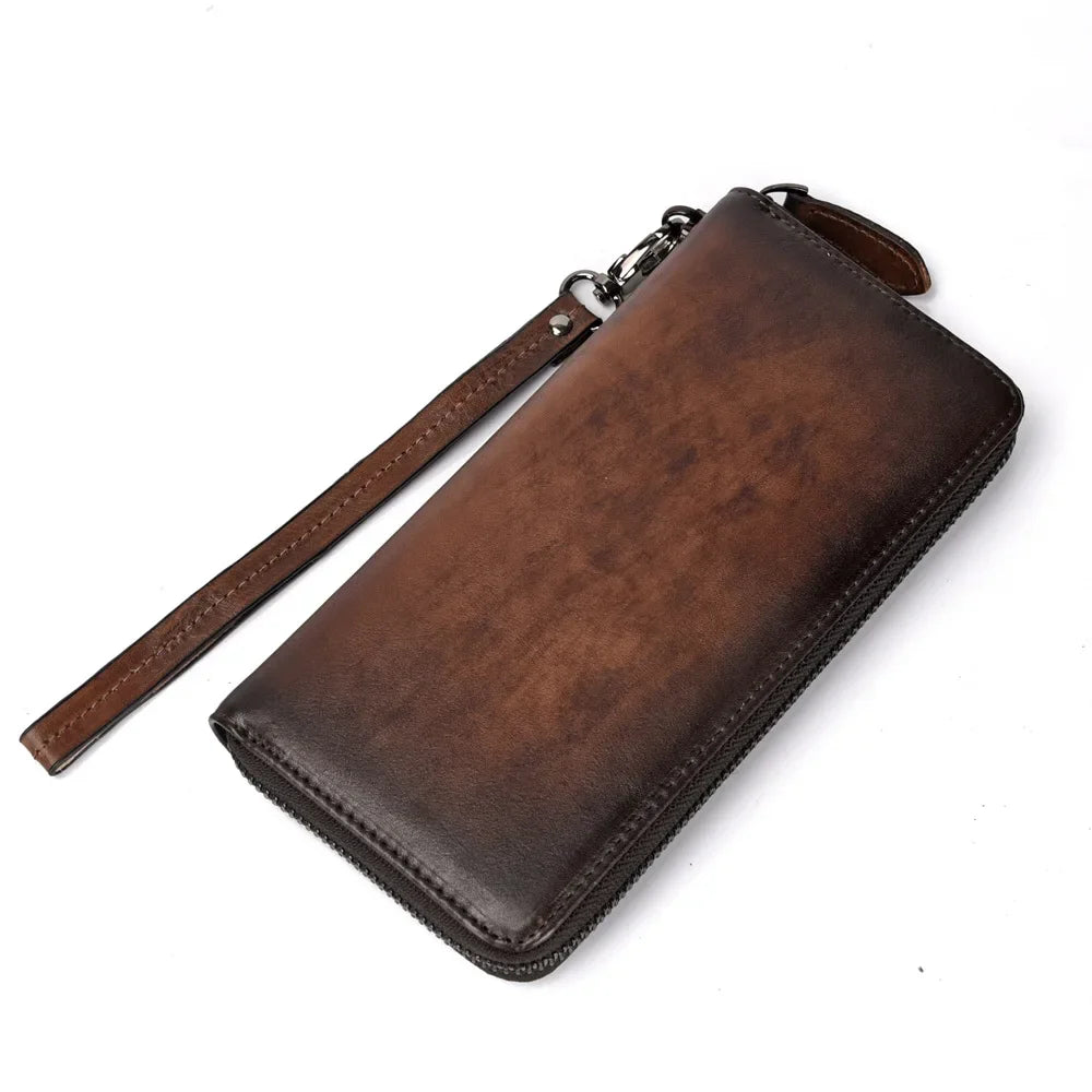 Genuine Leather Long Purse Men Women Handy Wallet Money Bags Real Cow Leather Business Clutches Carteras Mujer Wallets