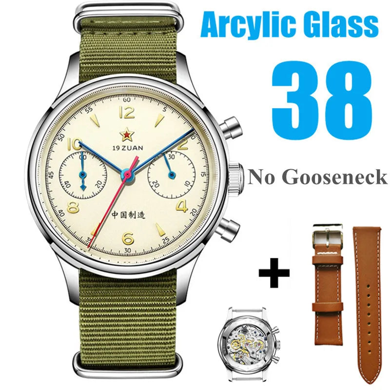 Classic Men 1963 Chronograph 38mm 40mm Aviation Pilots Watch With  ST1901 Movement Sapphire Glass Mechanical Wristwatches