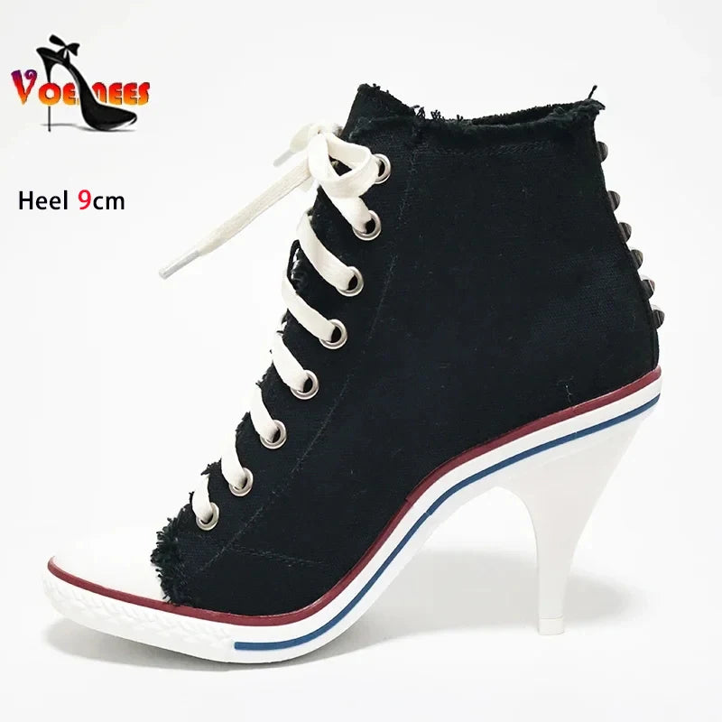 Women Boots Short High Heels Shoes For Women Botas British Style Rivet Ankle Boots Pointed Toe Side zipper strap Female Heels