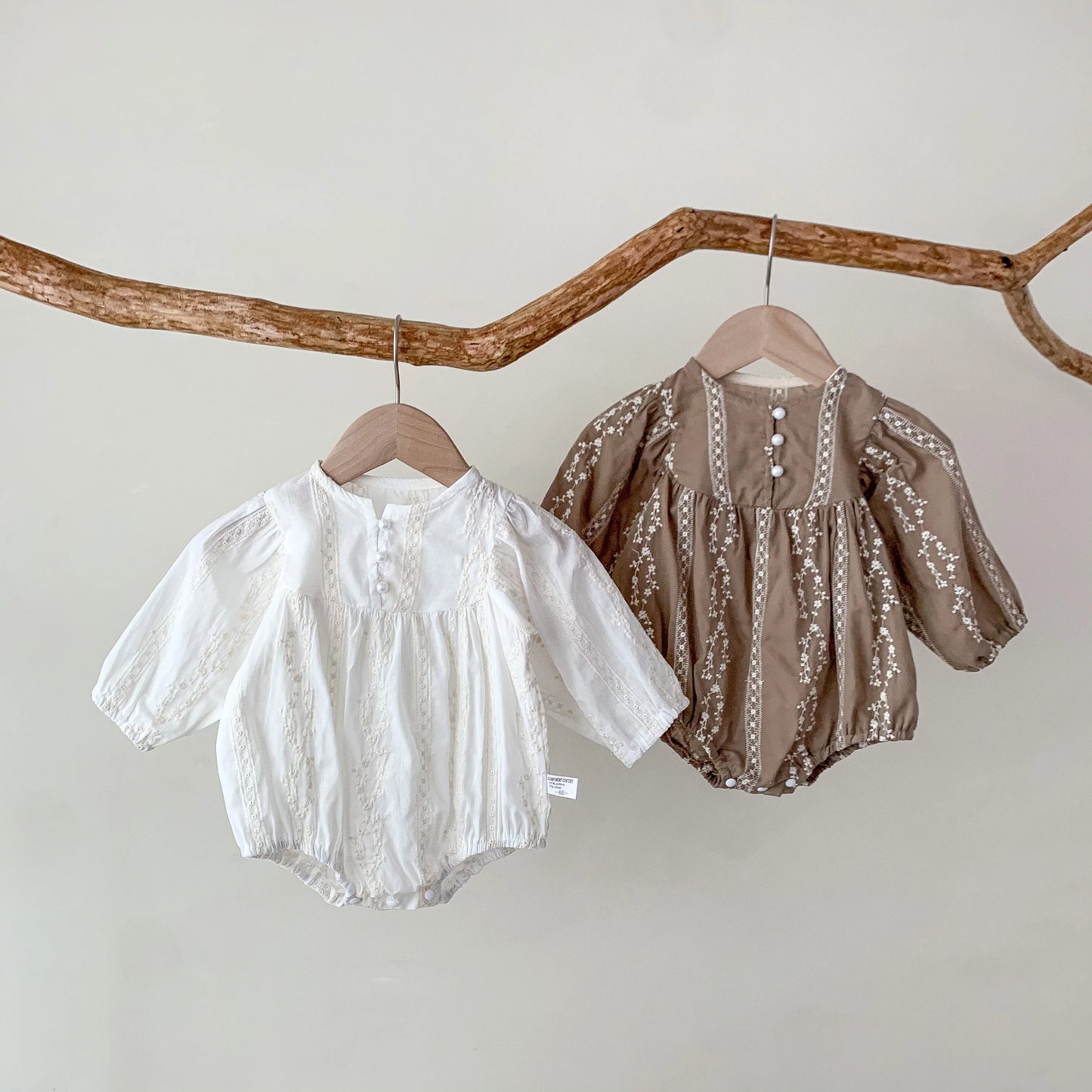 Girls Baby Pearl Button Embroidered Princess Jumpsuit Long Sleeve Thin Style Spring Autumn Children's Clothing