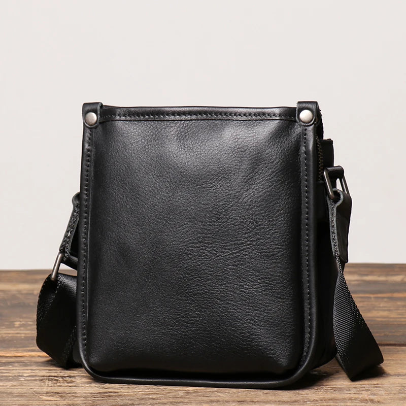 LUOKIR Fashion Genuine Leather Crossbody Bag Men's Casual Shoulder Small Bag Classic Multiple Compartments Cowhide Messenger Bag