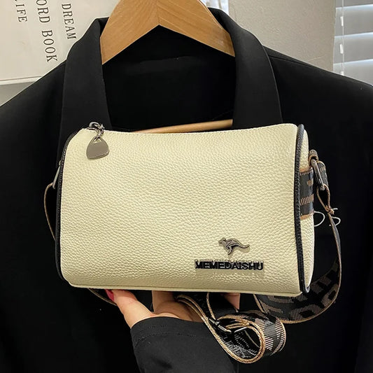 Ladies Genuine Leather Crossbody Bags Fashion Wide Strap Shoulder Messenger Bag for Women Luxury Brand Cowhide Wallets Clutch