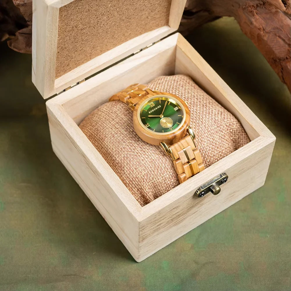BOBO BIRD Women Watch Casual Fashion Quartz Watch Japanese Movement Round Dial Wooden Ladies Wristwatches Dress Clock Custom