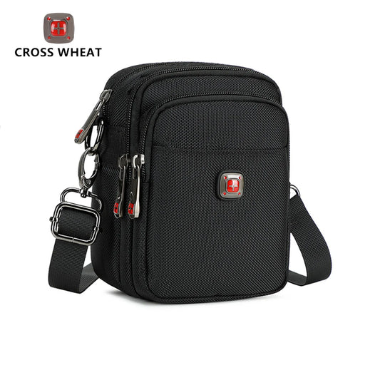 Swiss Multi-function Shoulder Bag Casual Messenger Bags Waterproof Man Purse Oxford Zipper Crossbody Can Be Equipped With Belt