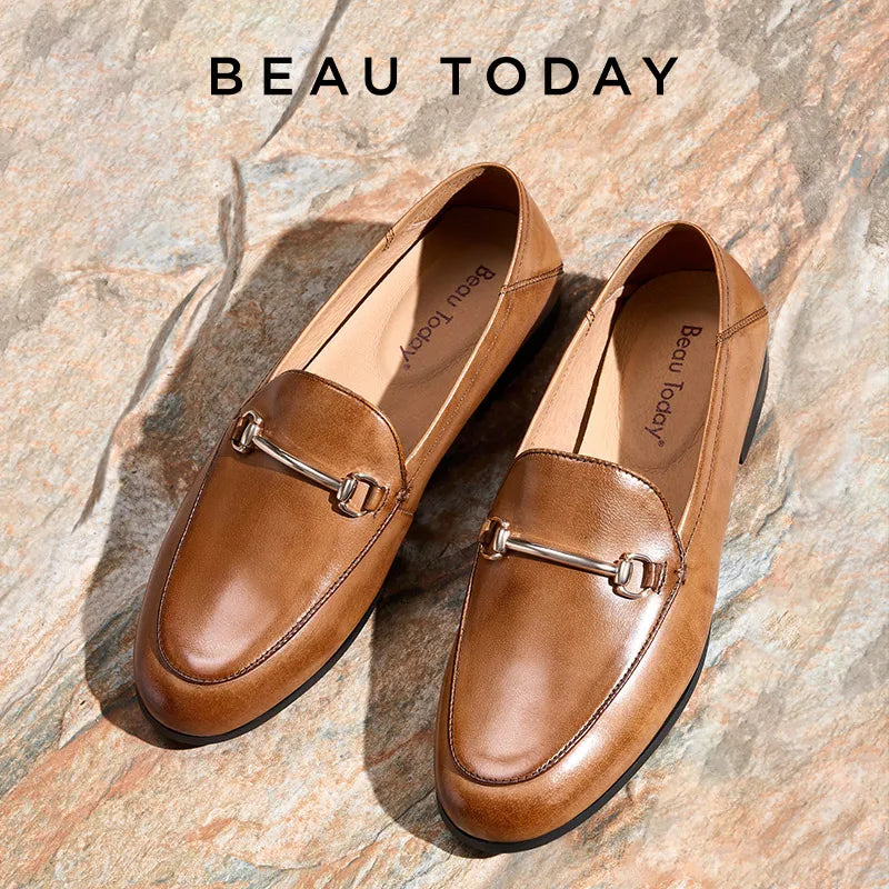 BEAUTODAY Dress Shoes Women Loafers Cow Leather Sheepskin Rubber Formal Business Suit Ladies 2025 Spring Autumn Handmade 27171