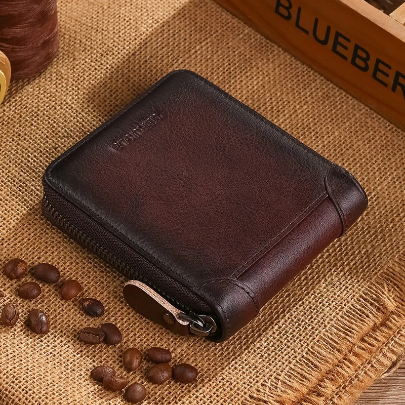 Wallet for men 2024 new genuine leather zipper wallet, change card bag, all-in-one wallet, trendy short clip for men