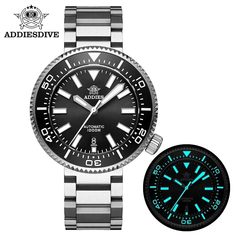 ADDIESDIVE MY-H6 1000m Men's Diving Watch Sapphire Glass Automatic Mechanical Wristwatch Super Luminous Calendar Luxury Watches