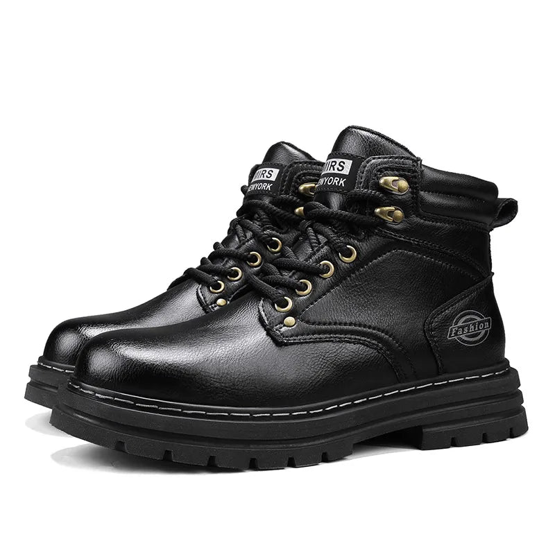 High Quality Leather Mens Boots New Arrival Male High Top Flats Comfortable Lace-Up Low Top Sneakers Stylish Male Ankle Boots