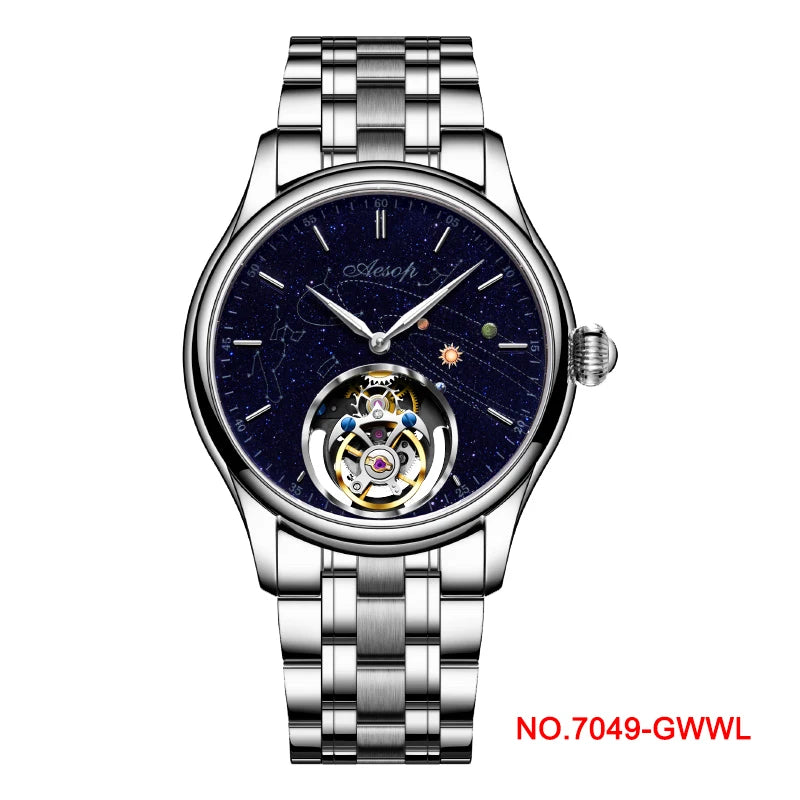 AESOP Flying Tourbillon Skeleton Mechanical Luxury Watches Waterproof Wristwatches Watch Brand For Men Movement Sapphire 2023
