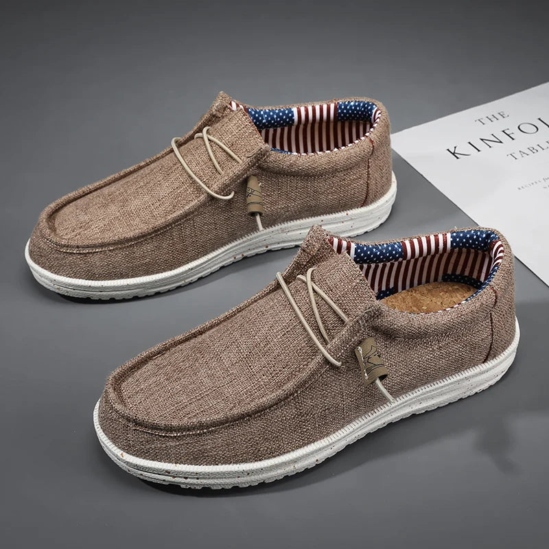 Men Shoes Casual Canvas Loafers Shoes Light Breathable Flats Leisure Male Vulcanized Shoes Walking Sneakers Plus Size 39-46