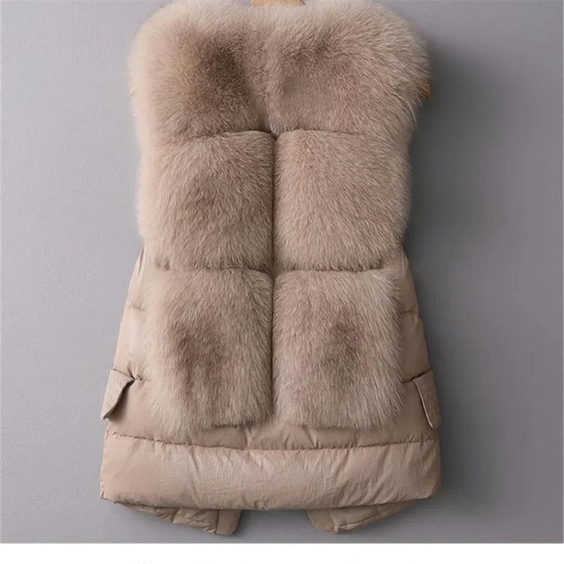 Vest Coat new Autumn Short Down Jacket Women Iimitation Fox Fur Vest Female Winter Wear Vest OutCoat waistcoat Sleeveless Coat