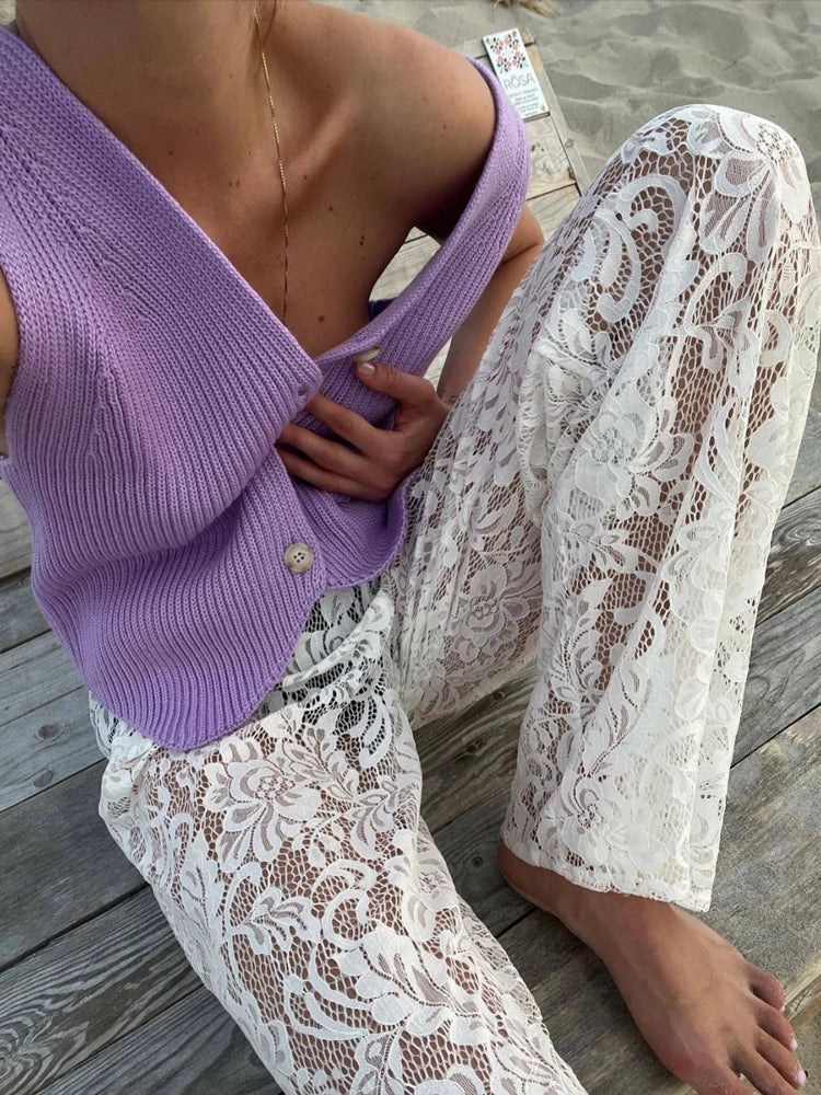 Tossy Knit Casual Ribbed Vest Cardigan For Women Solid Slim V-Neck Sleeveless High Waist Outwear Female Loose Knit Vest Sweater
