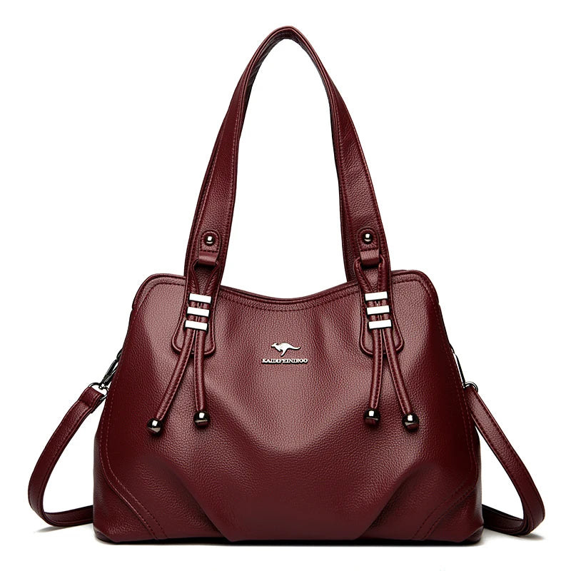 Genuine Soft Leather Handbags for Women Vintage Shoulder Tote Bag Luxury Designer Ladies Large Capacity Purse Bags Sac A Main