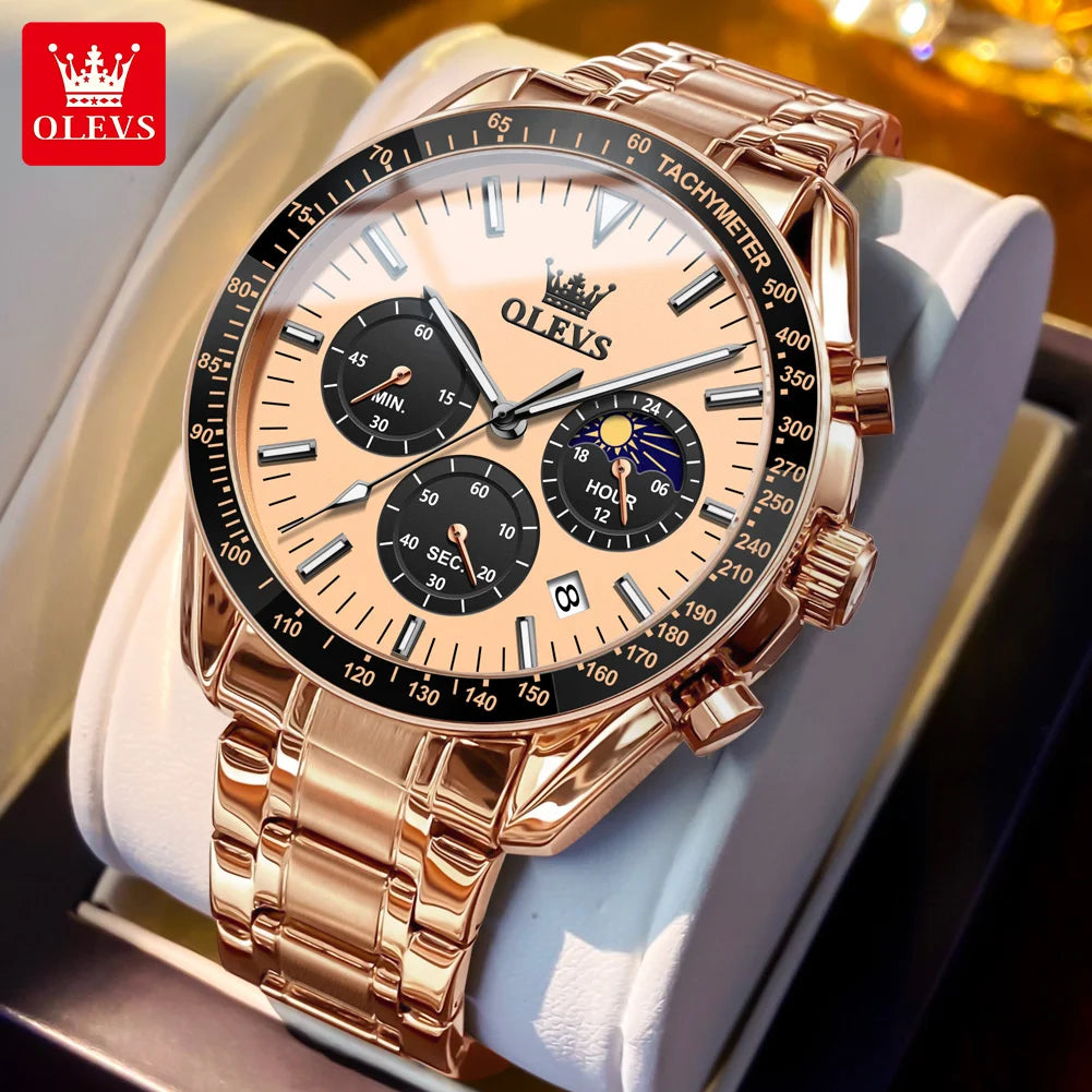 OLEVS Best Selling Original Watches for Men  High Quality Stainless Steel Multifunction Mens Watch Fashion Trend Wrist Watch Men