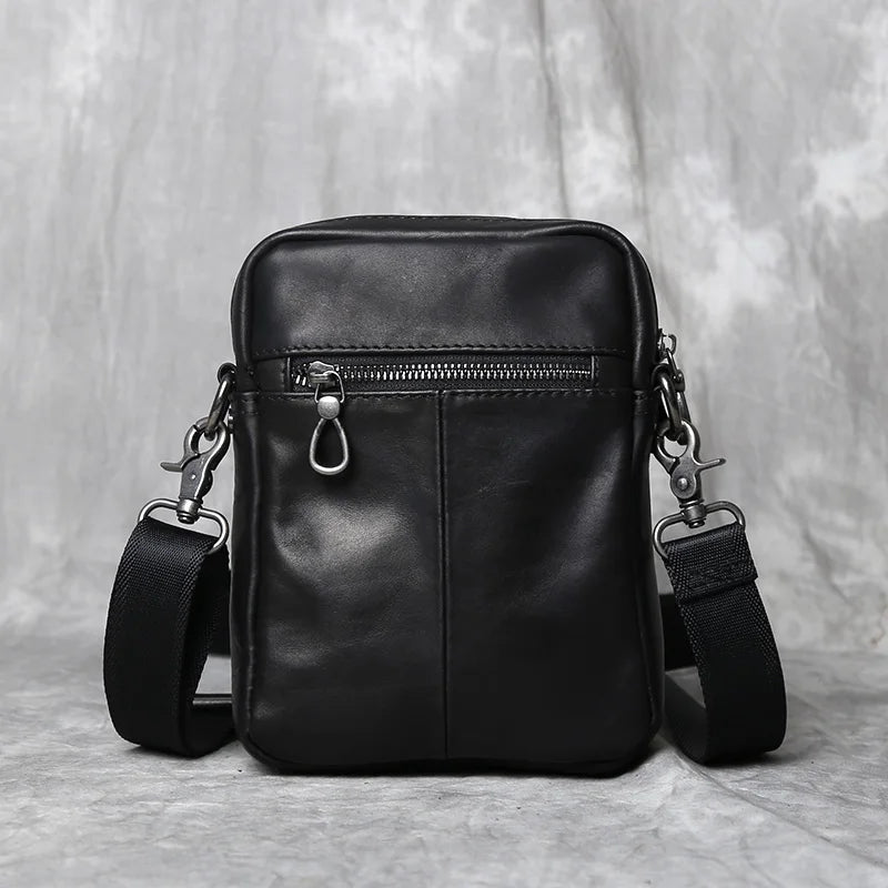 New Genuine Leather Men's Backpack Top Layer Cow Leather Casual Versatile Vertical Mini One Shoulder Messenger Bag