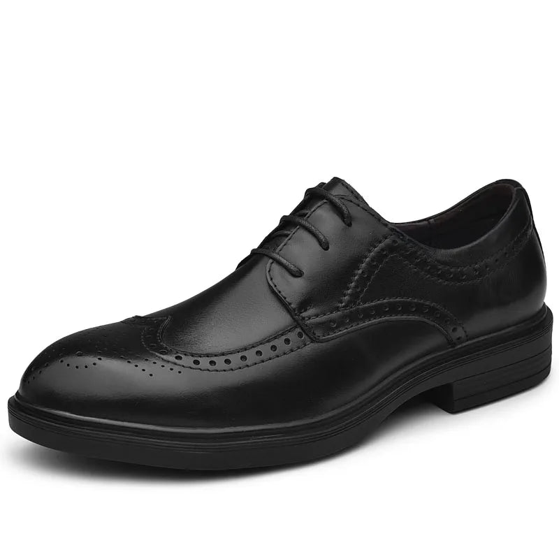 Men Genuine Cow Leather Brogue Wedding Business Mens Casual Flats Shoes Luxury Brand Oxford Shoes for Men's Shoes Platform Shoes