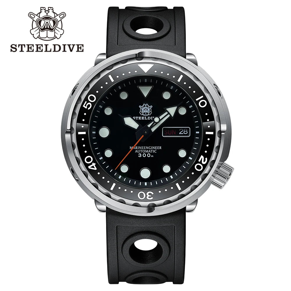 STEELDIVE Top Brand Day Function 47.5mm 300M Waterproof Sapphire Glass Ceramic Bezel NH36 Automatic Dive Can Tuna Watch for Men