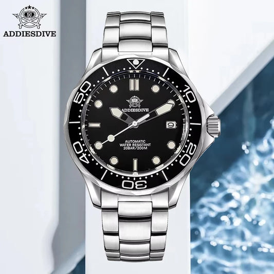 ADDIESDIVE Stainless Steel AD2106 Dive Automatic Mechanical Watch Luxury Sapphire Crystal 200m Waterproof Luminous Men's Watches