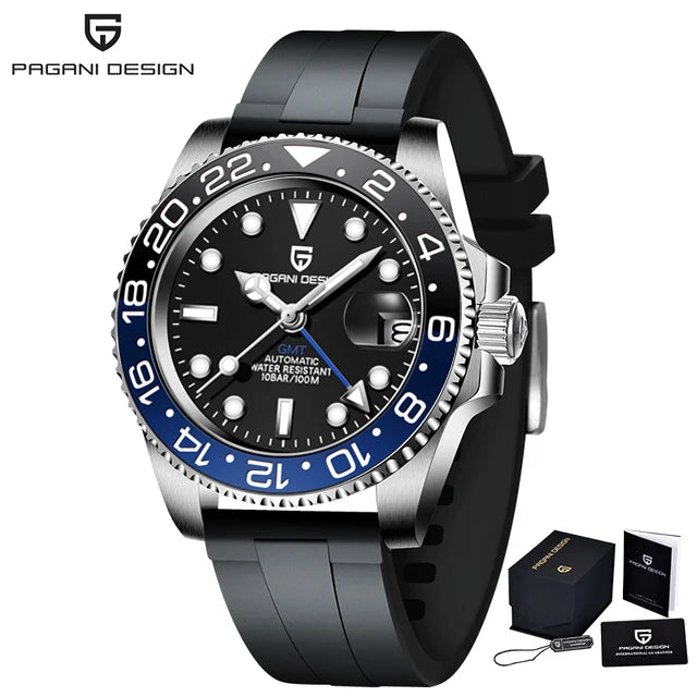 PAGANI DESIGN Sapphire Glass 40MM Ceramic GMT Mechanical Watches 100m Waterproof Classic Luxury Men Automatic Watch Reloj Hombre
