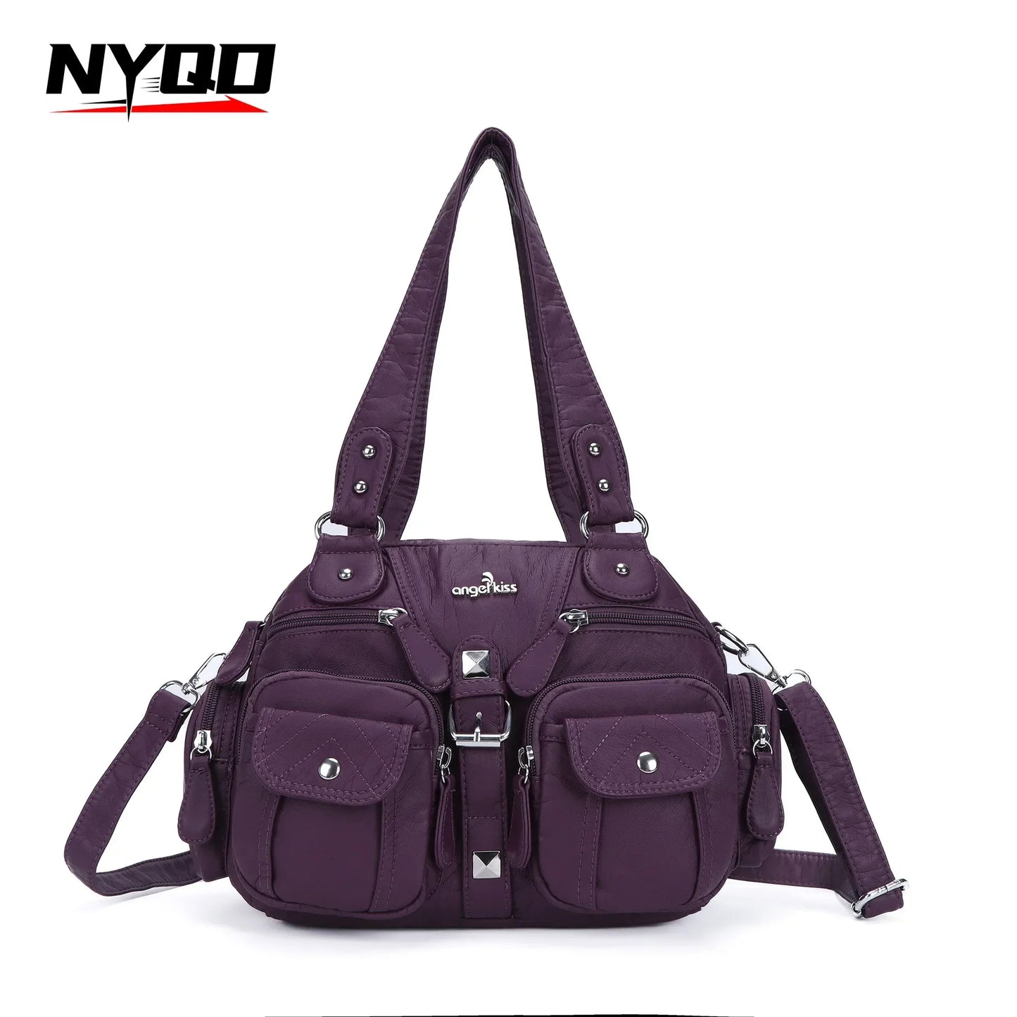 Ladies Handbags Vintage Fashion Tote Bag Women Punk Biker Satchel Top-handle Shoulder Crossbody Bag Multi-pockets Dumpling Pack