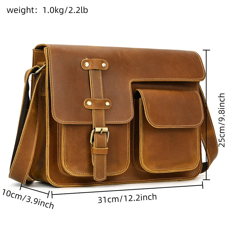 Vintage Crazy Horse Leather Men's Briefcases Laptop Bag Office Bags for Men Cover Messenger Bags Men's Leather Bag Computer Bags