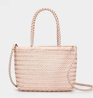 Genuine Leather Hand-woven Vintage Tote Bag New Classic Design Cowhide Shoulder Bag Women's Spring Summer French Bucket Bag 2025