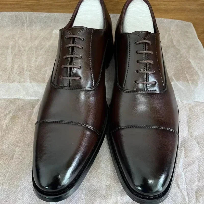 Man Genuine Leather Shoes Rubber Sole Man Business Office Male Dress Leather Wedding Party Shoes Plus 48 Men Italian Shoe