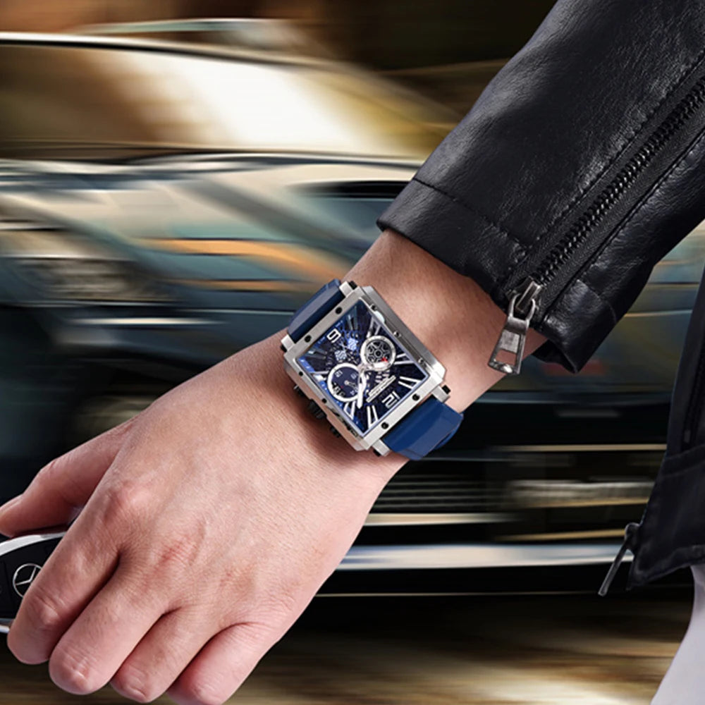 PAGANI DESIGN 2022 New Rectangular Watches for Men Top Brand Men's Sports Quartz Watches Skeleton Automatic Date Chronograph