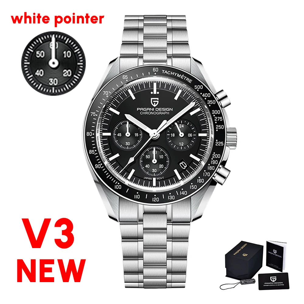 PAGANI DESIGN Moon Mens Watch Chronometer Sapphire Mirror Sports Quartz Watch For Men Waterproof Luminous Relogio Masculino 2025