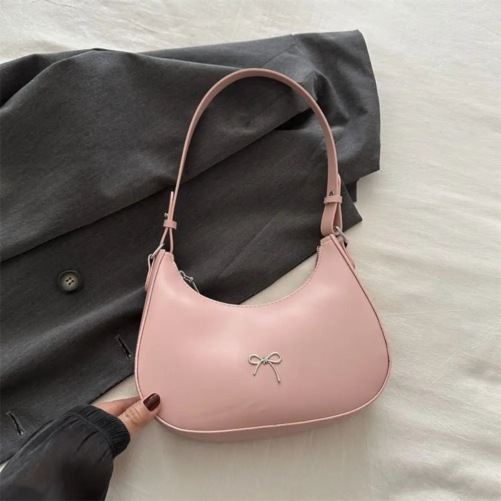 Trendy New Design Bowknot Armpit Bag Solid Color Korean Bowknot Underarm Bag Luxury PU Leather Y2K Handbag Girls